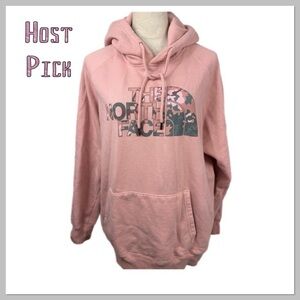 🔥 Host Pick 🔥The North Face pink hoodie sweatshirt with gray camo logo size XL